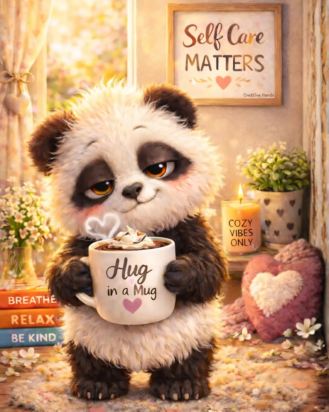 Cute Panda Self Care Quote – Cozy Positive Social Post — Preview